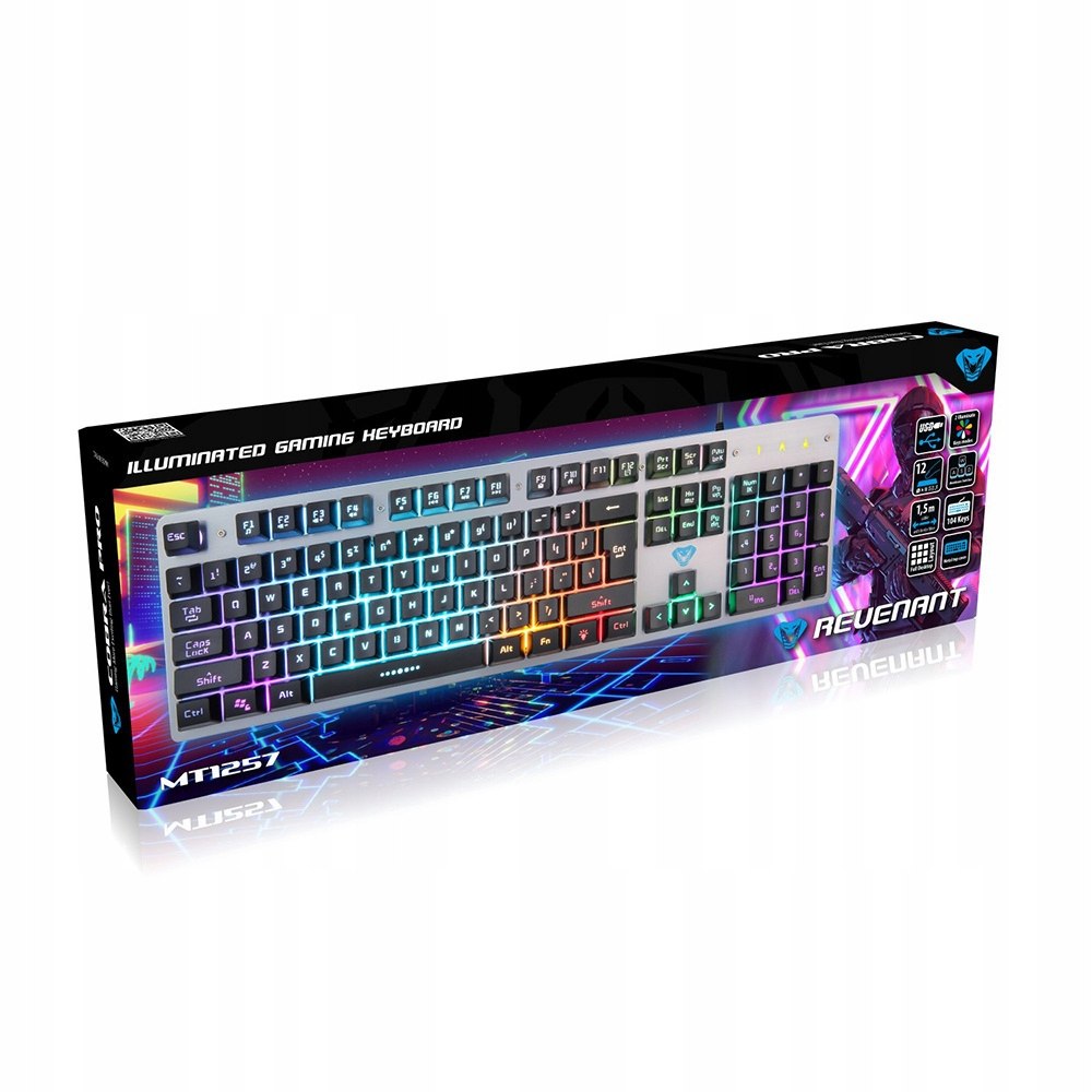 KLAWIATURA GAMINGOWA RGB PODŚWIETLANA MEMBRANOWA METALOWA OBUDOWA USB Model KB-4501