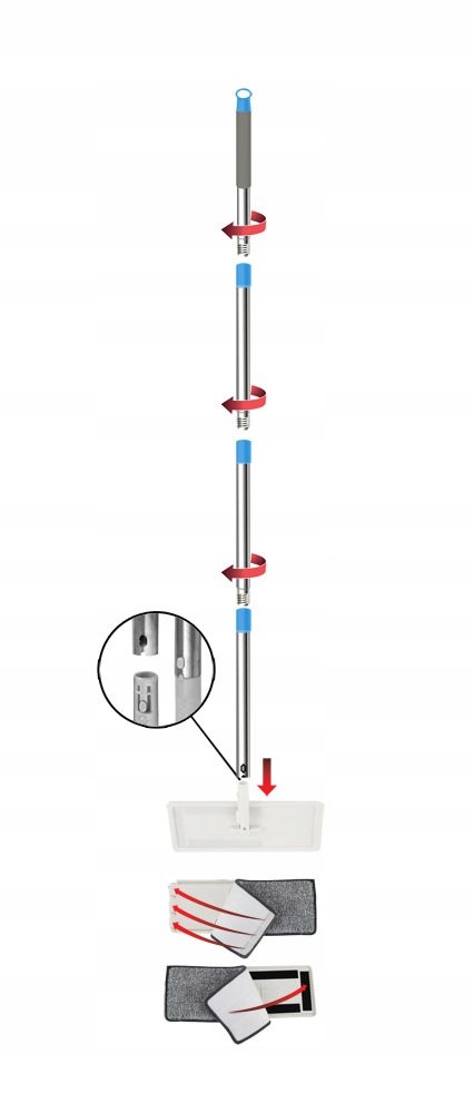 MOP płaski Z WYCISKACZEM PERFECT CLEAN 3w1 Mikrofibra Wiadro ZESTAW Kolor niebieski