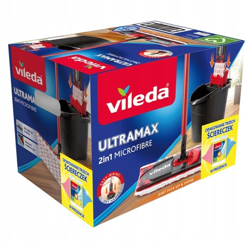 MOP VILEDA ULTRAMAX BOX + 3 ŚCIERECZKI WIADRO PŁASKI WYCISKANY Marka Vileda