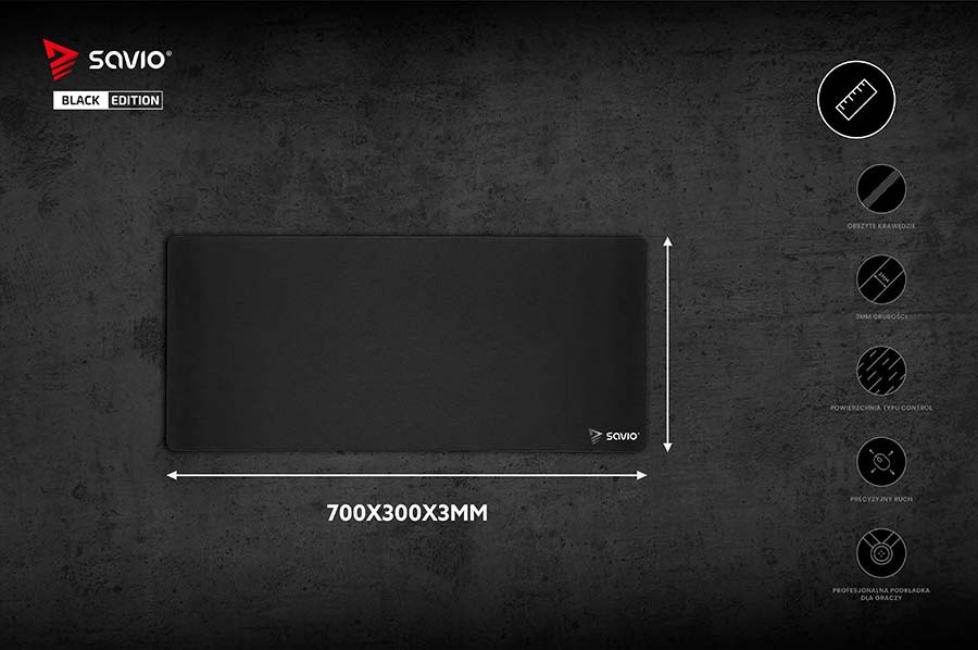 GAMINGOWA PODKŁADKA POD MYSZ MYSZKĘ DUŻA PRECISION CONTROL 700x300mm Szerokość produktu 70 cm